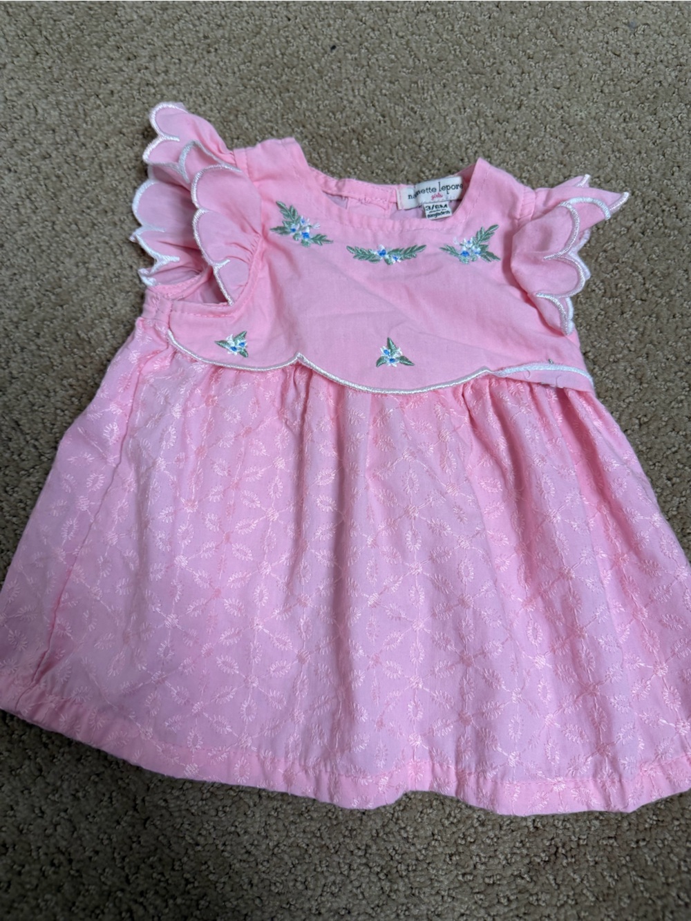 Nanette Lepore Pink Floral Embroidered Flutter Dress